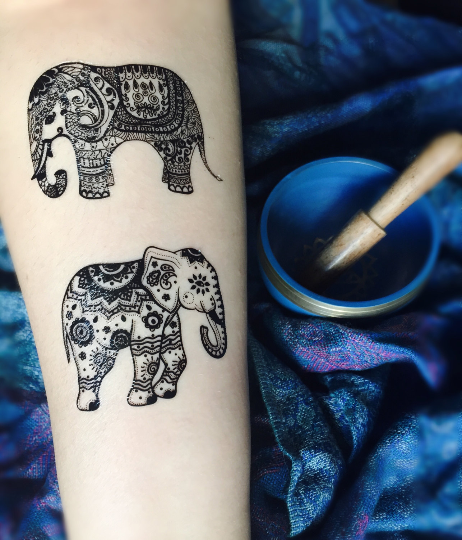 Two Elephants Temporary Tattoo