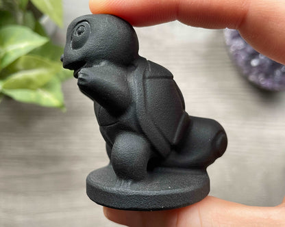 Black Obsidian Squirtle Carving (B)