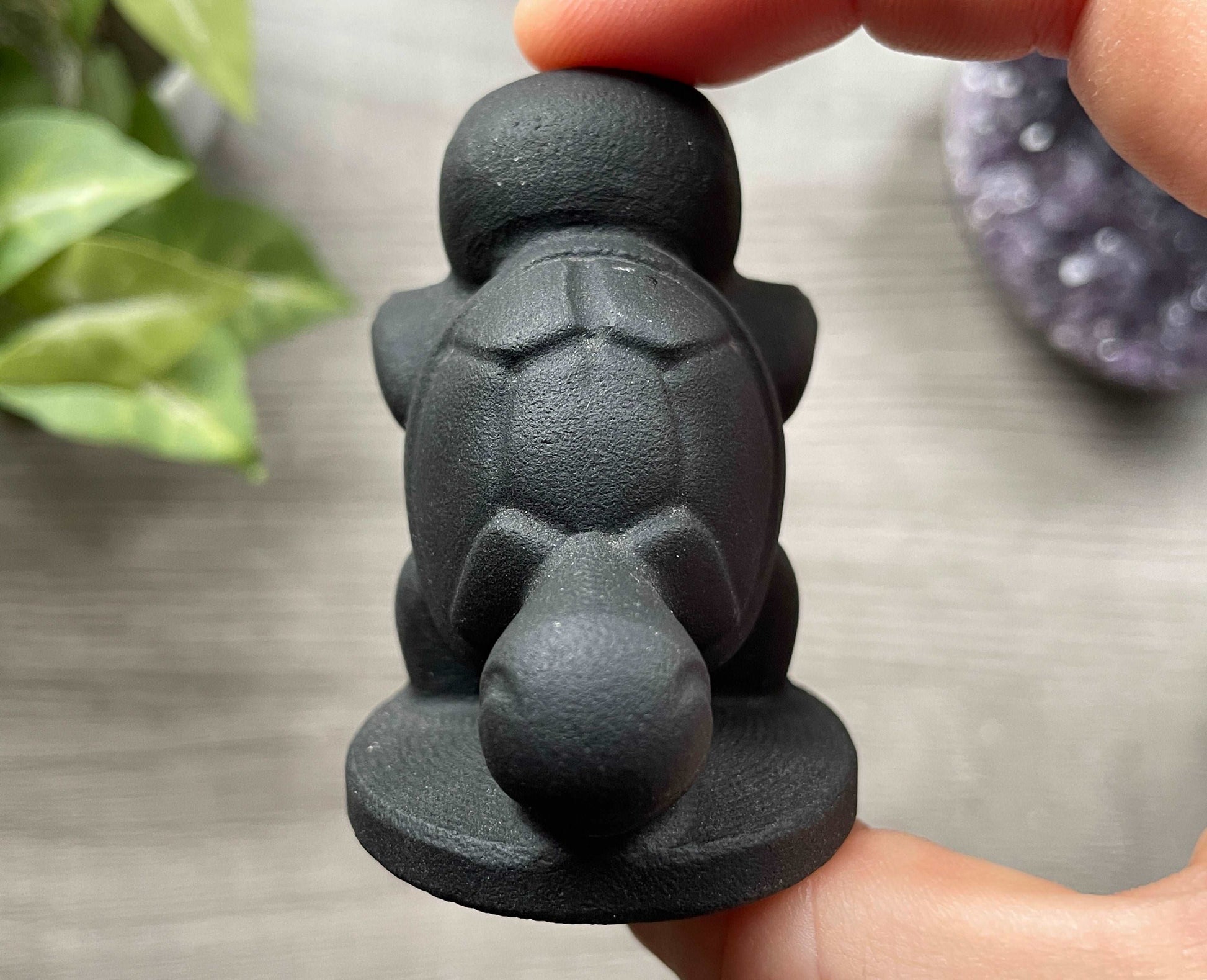 Black Obsidian Squirtle Carving (B)