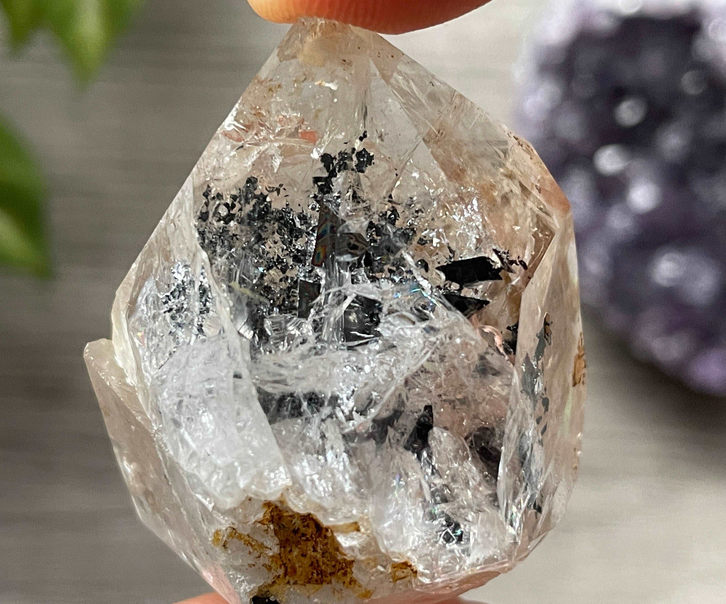 Golden Herkimer Diamond with Anthraxolite & Mica Inclusions (#14)
