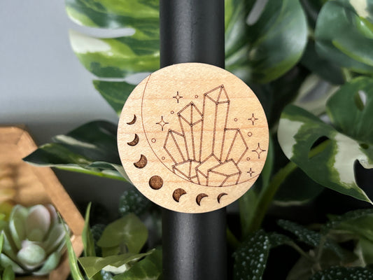 Moon Phases & Crystals Wood Magnet