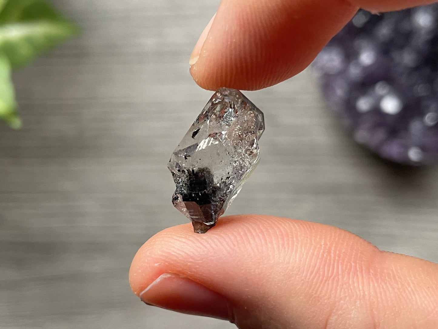 Herkimer Diamond with Anthraxolite Inclusions (J)