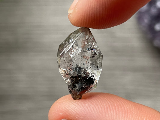 Herkimer Diamond with Anthraxolite Inclusions (J)