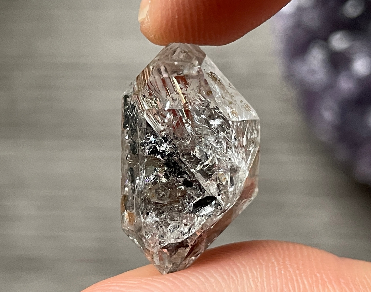 Herkimer Diamond with Anthraxolite Inclusions (K)