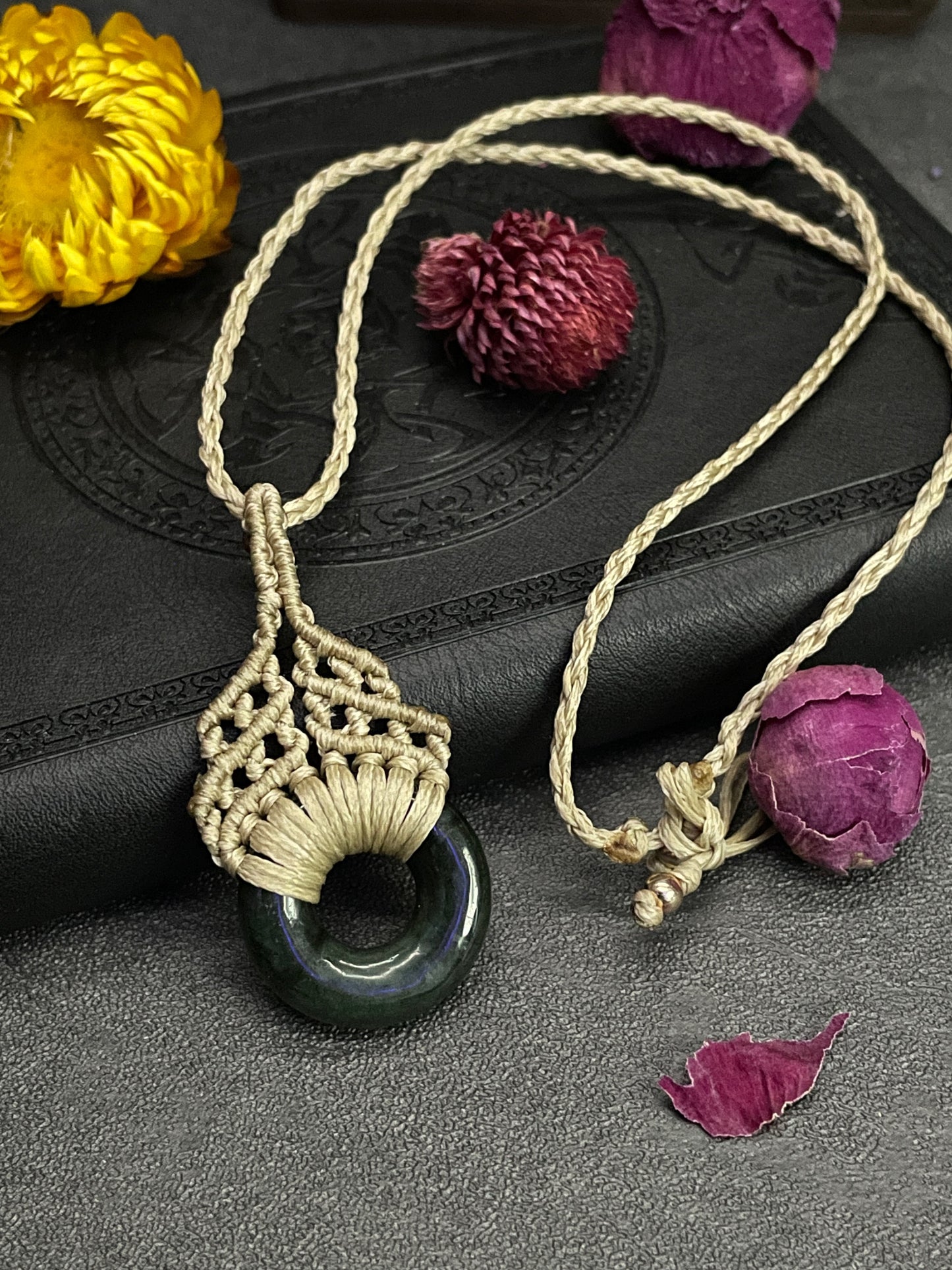 Genuine Jade Macramé Necklace (Twisted Nightshade Jewellery)