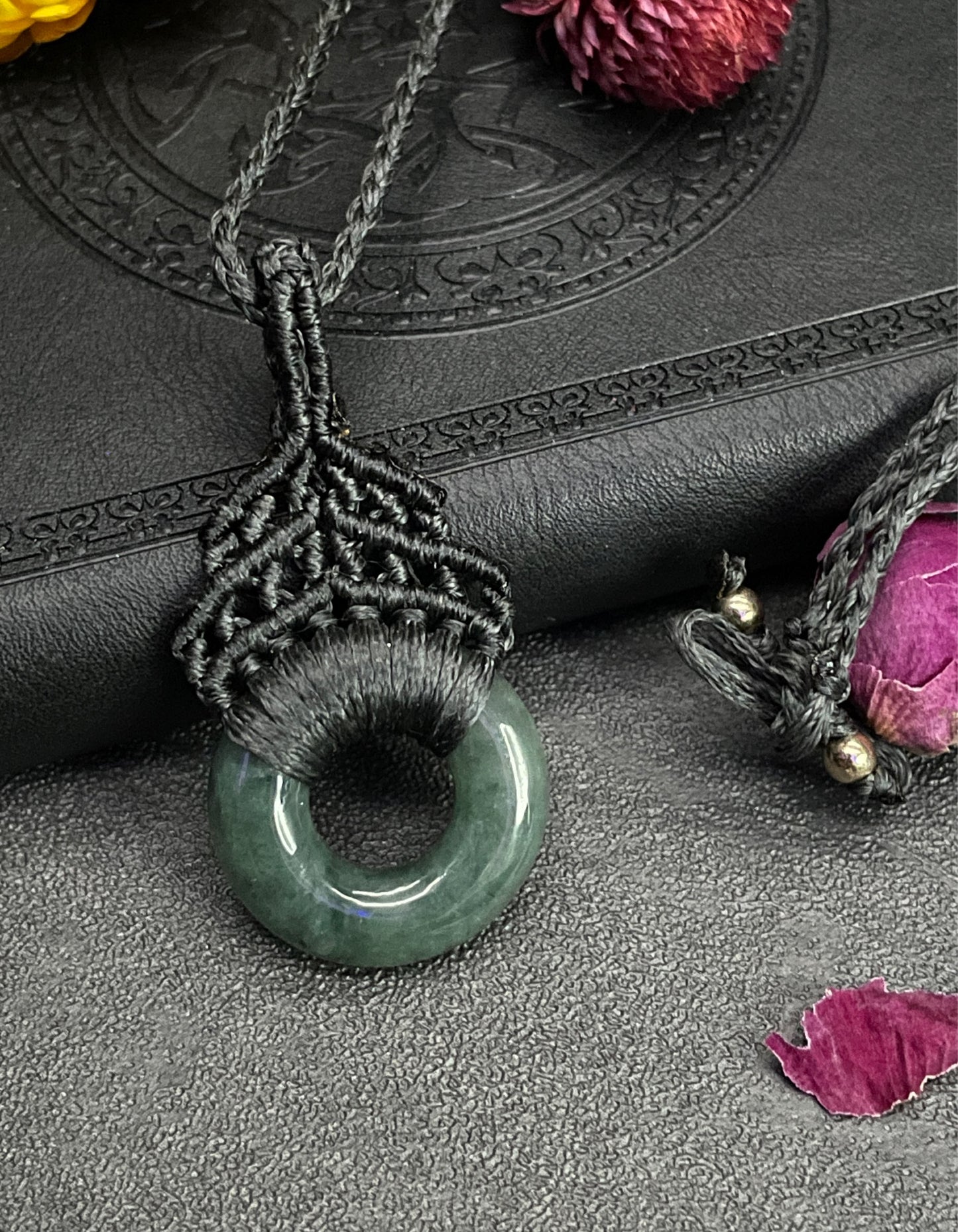 Genuine Jade Macramé Necklace (Twisted Nightshade Jewellery) - B