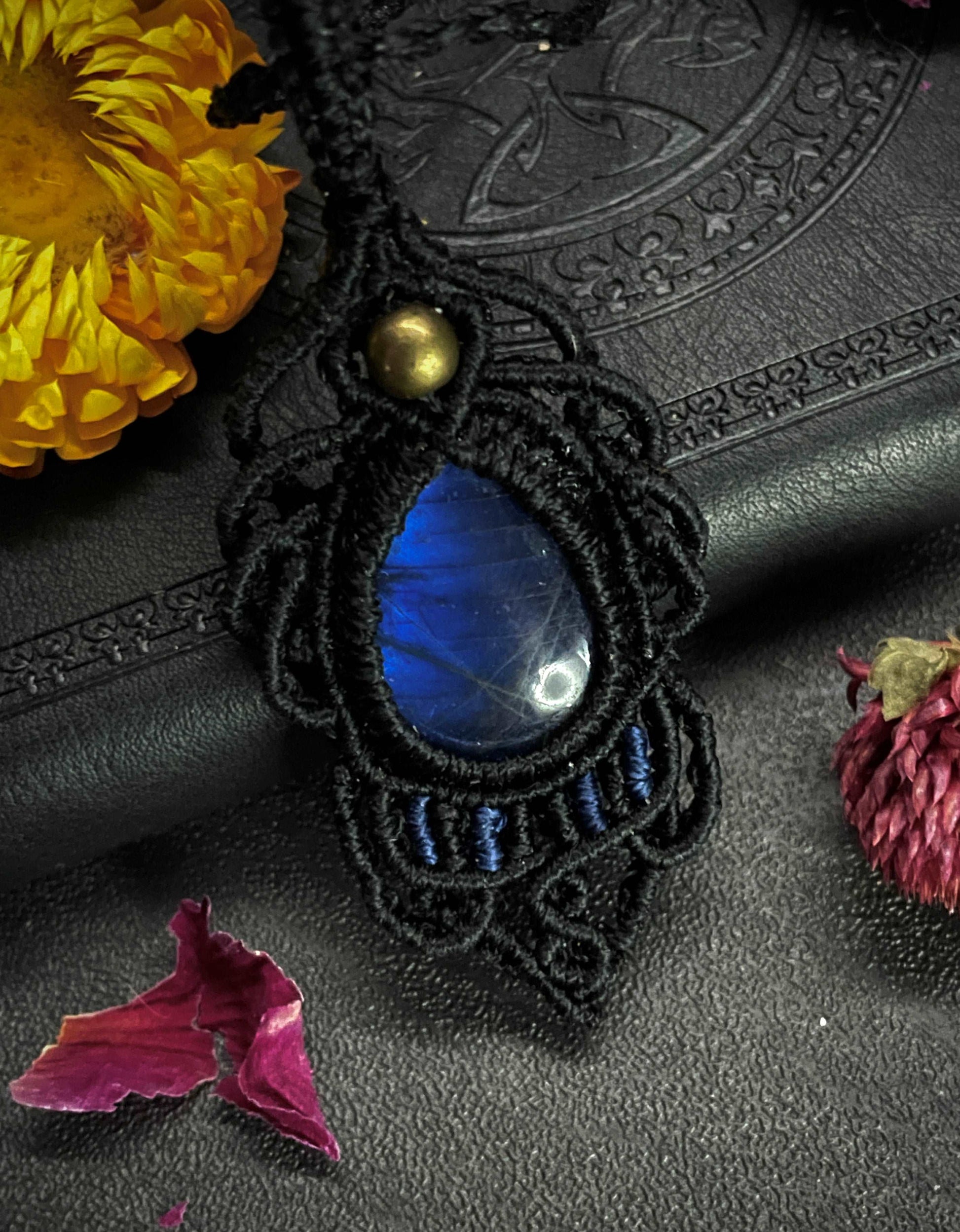 Electric Blue Labradorite Macramé Necklace (Twisted Nightshade Jewellery)