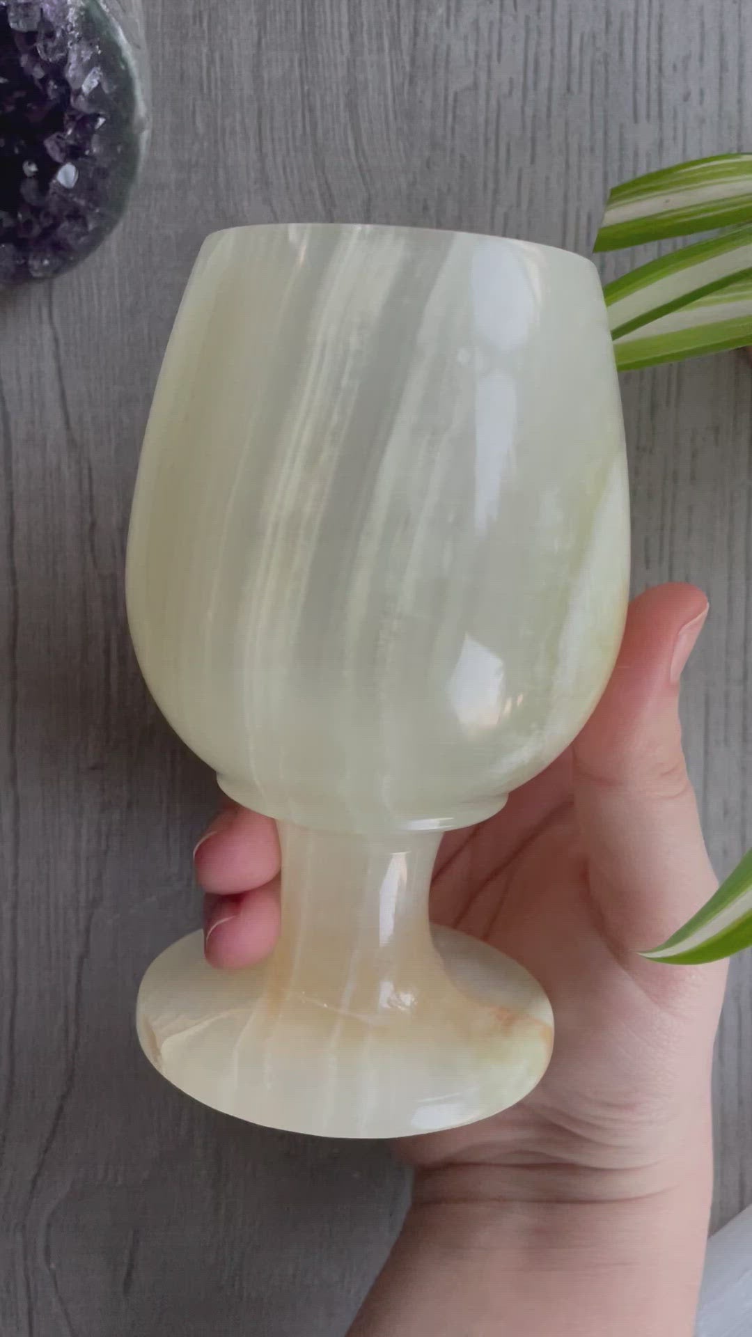 Pictured is a green onyx snifter.