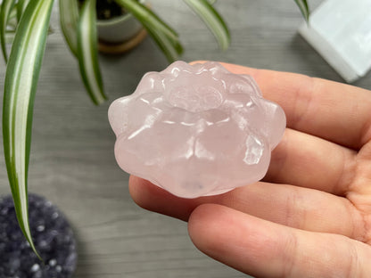 Pictured is a lotus flower carved out of rose quartz.