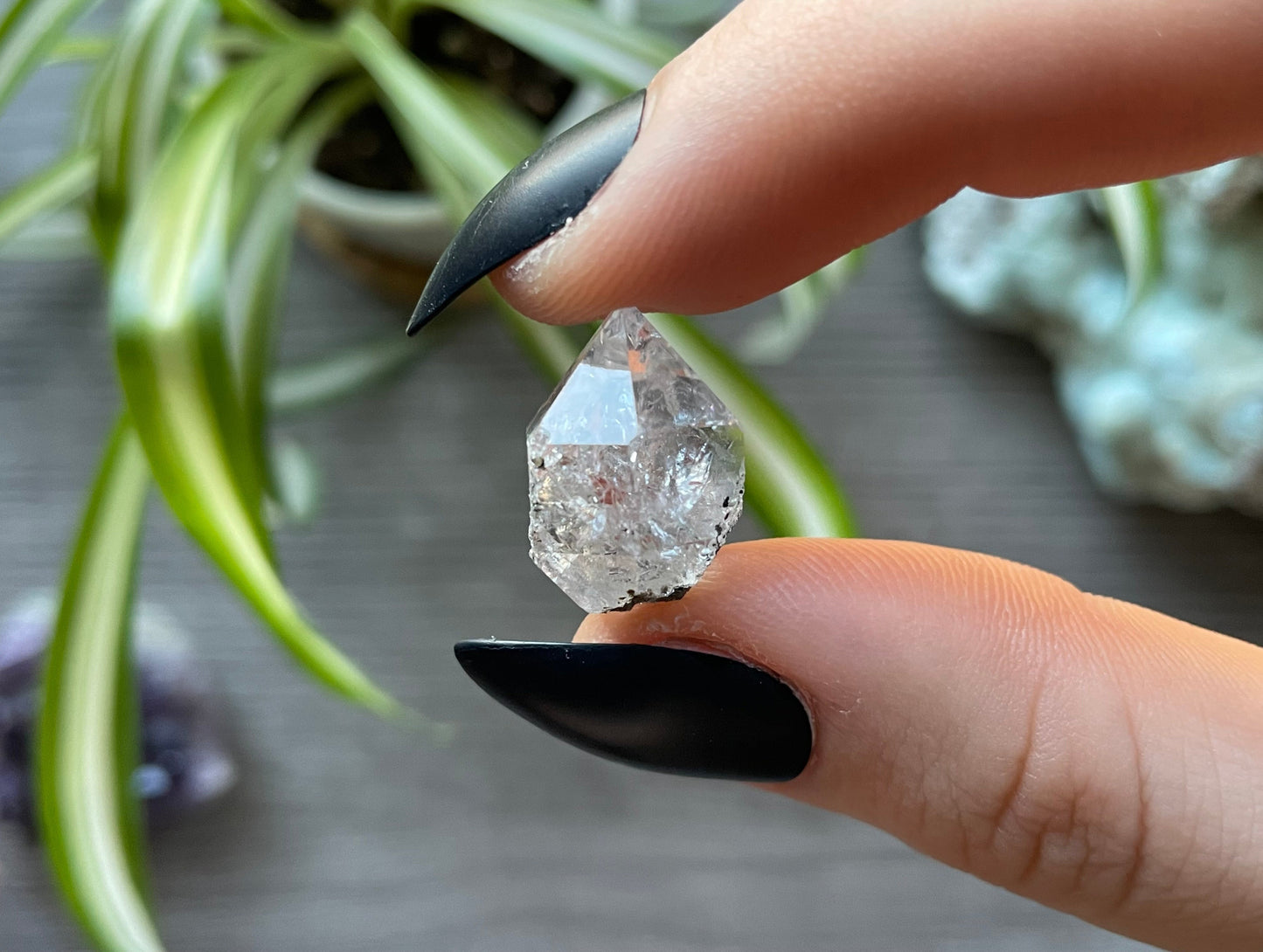 Pictured is a Herkimer diamond.