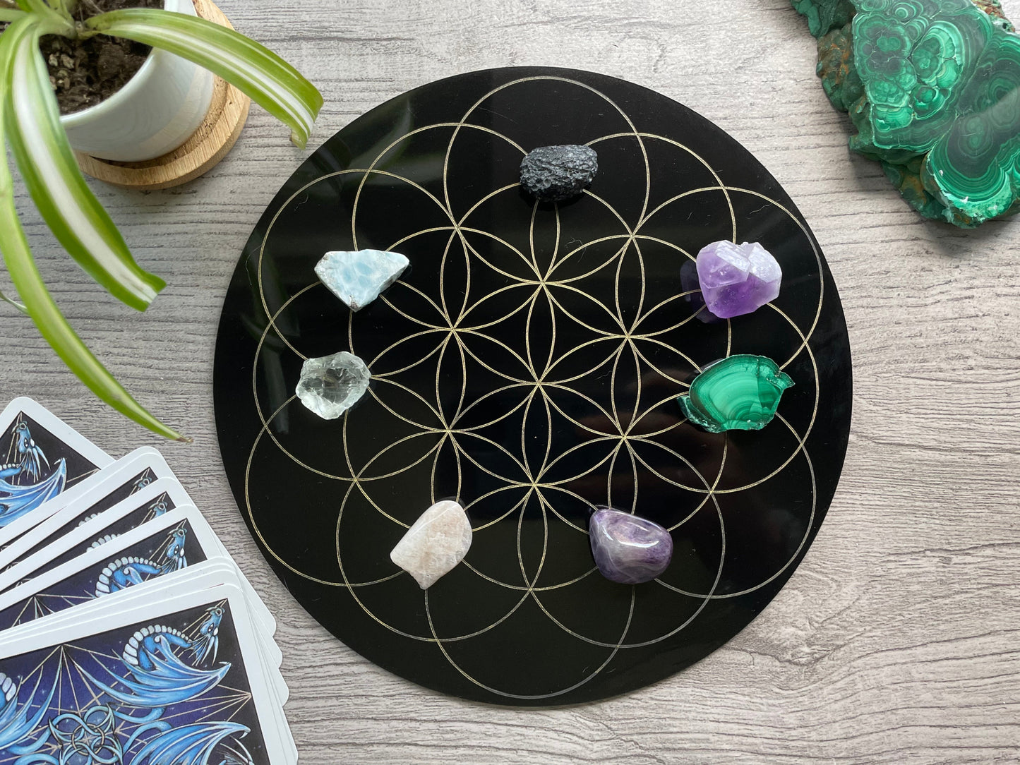 Pictured is a black acrylic crystal grid board.