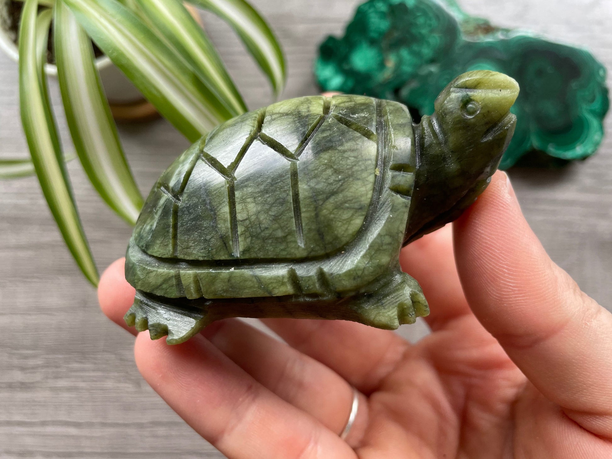 Pictured is a turtle carved out of Xiuyan jade.