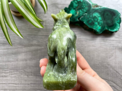 Pictured is a wolf carved out of Xiuyan jade.