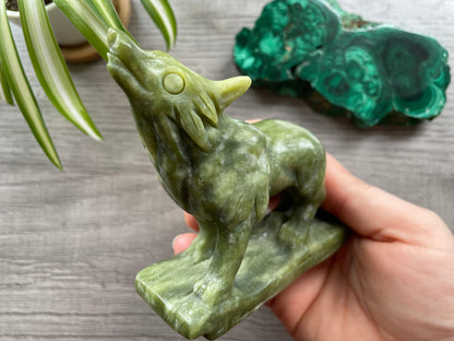 Pictured is a wolf carved out of Xiuyan jade.