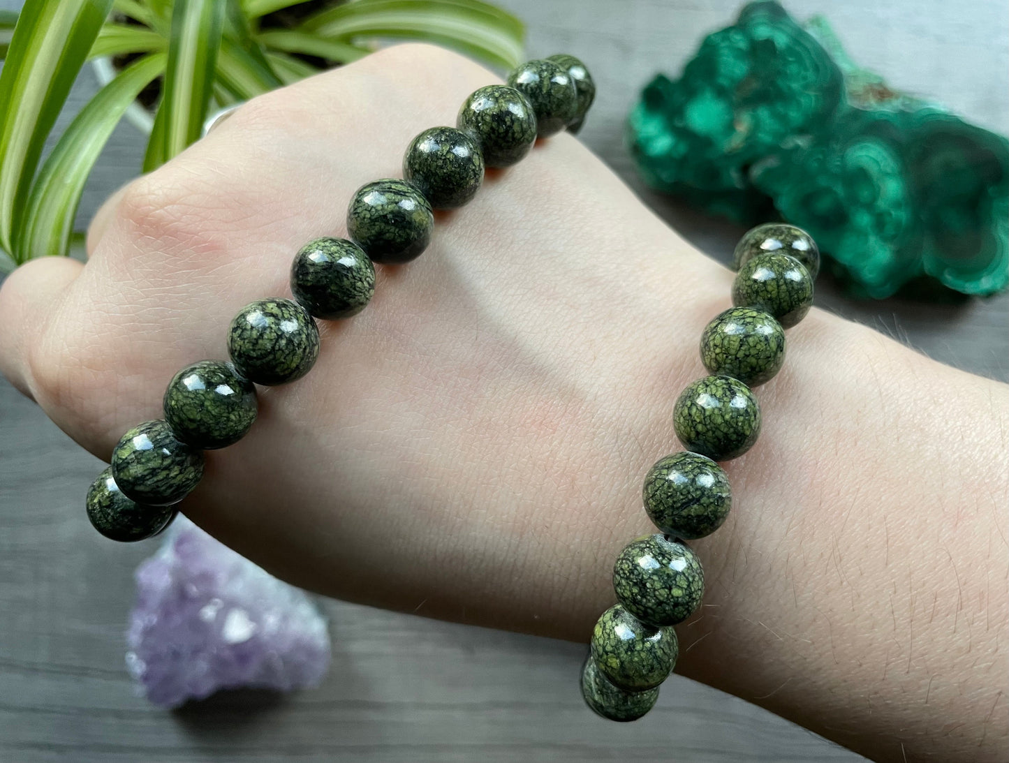 Pictured is a serpentine bead bracelet.