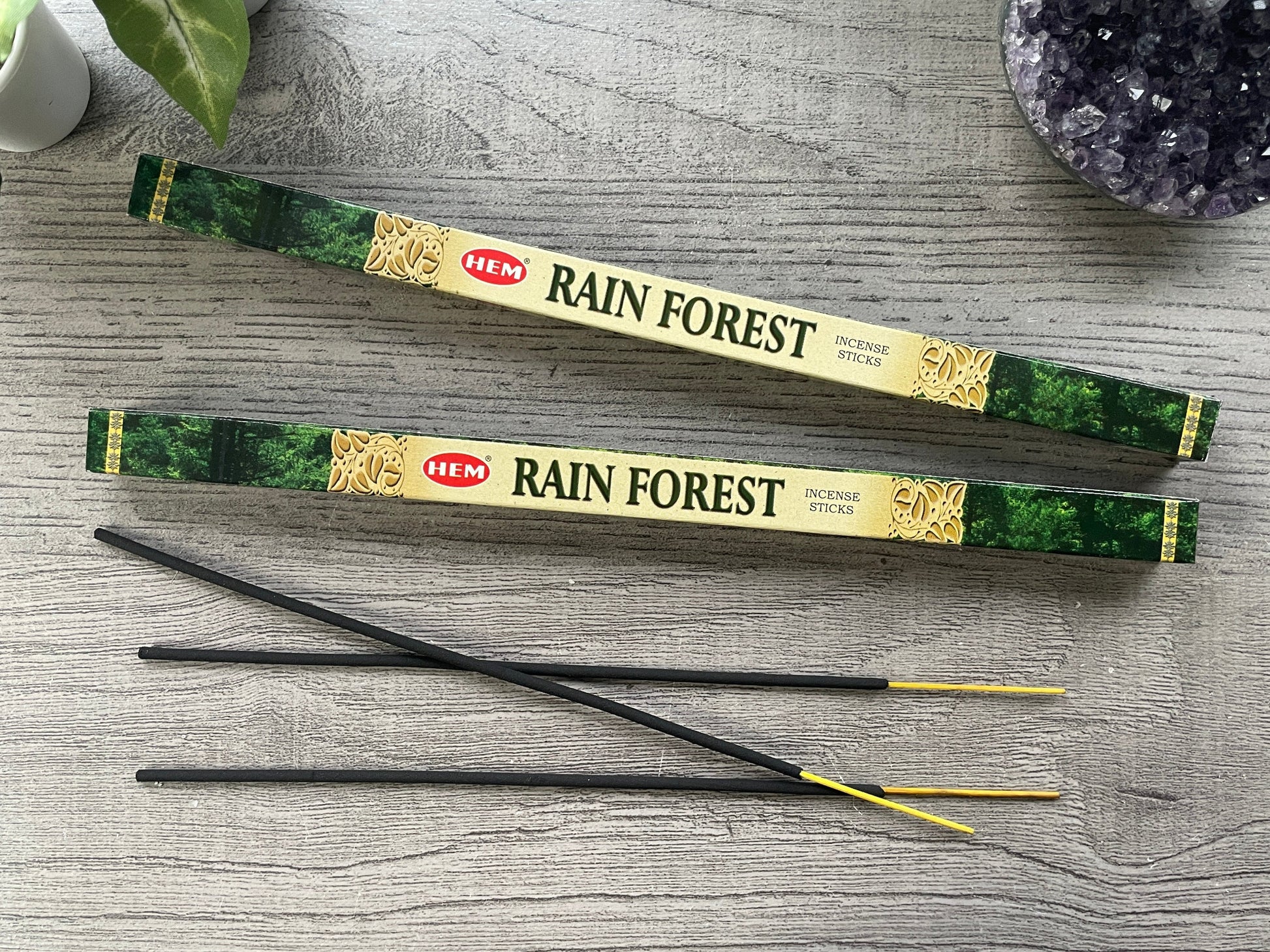Pictured is a box of rain forest incense.