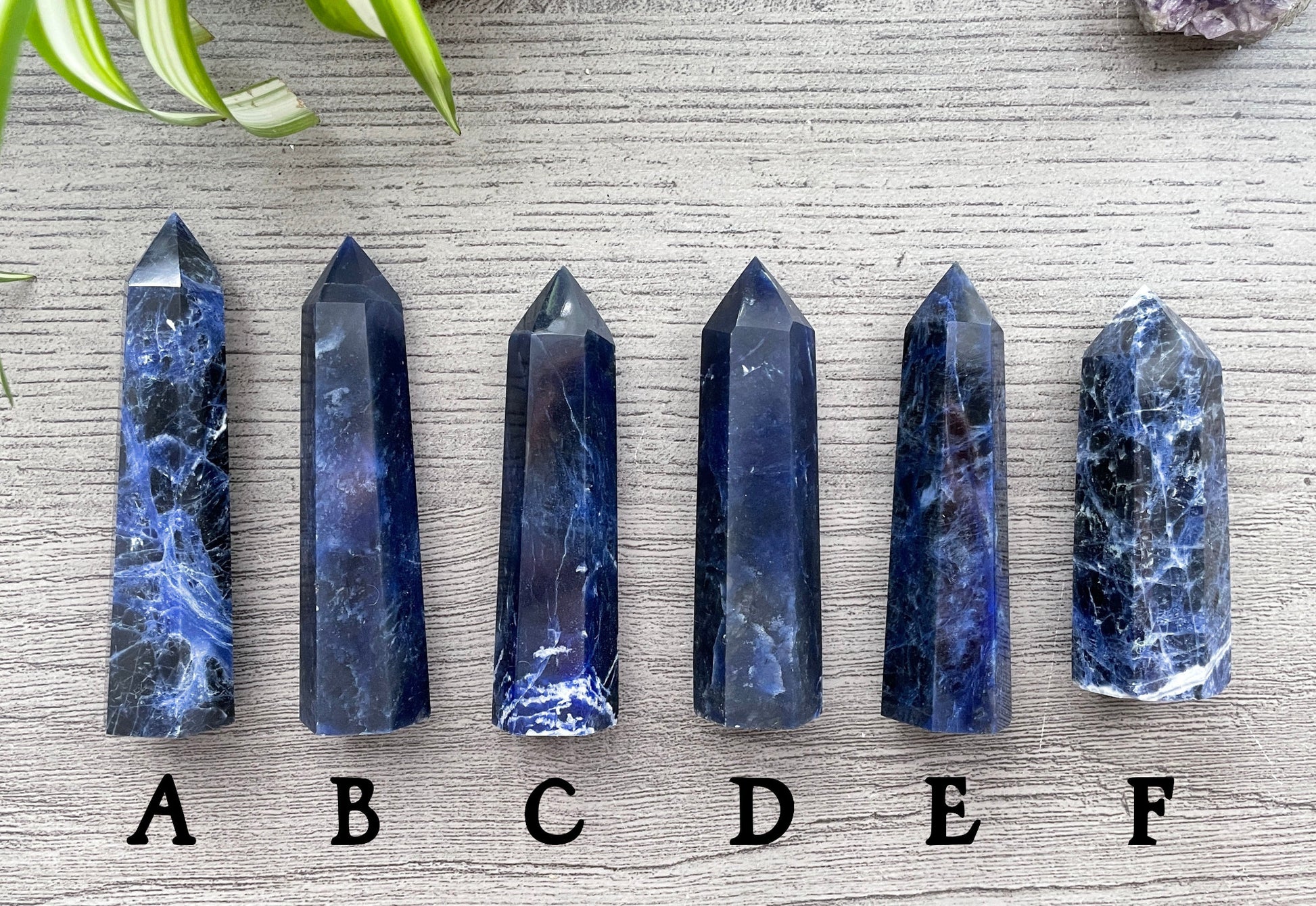 Pictured are various points of sodalite.