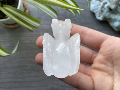 Pictured is a dragon carved out of clear quartz.