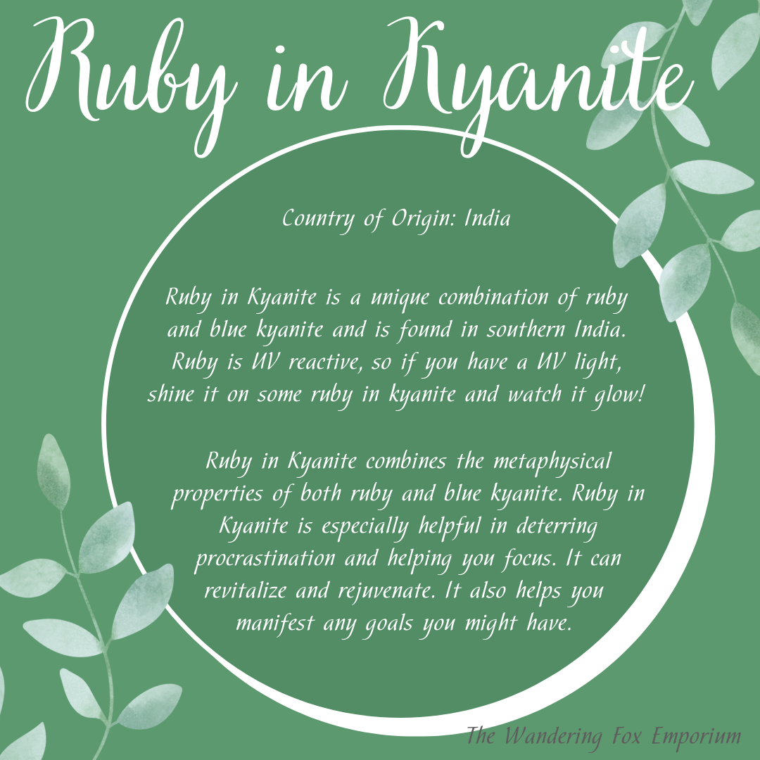 Pictured is the meaning of ruby in kyanite.