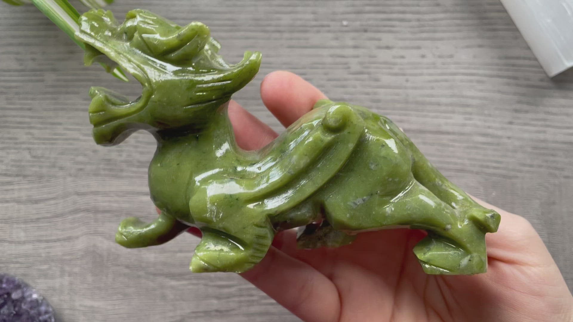 Pictured is a pixiu carved out of Xiuyan jade.