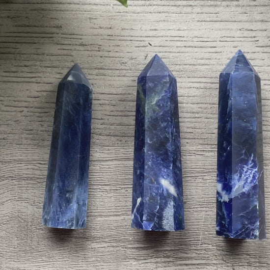 Pictured are various points of sodalite.