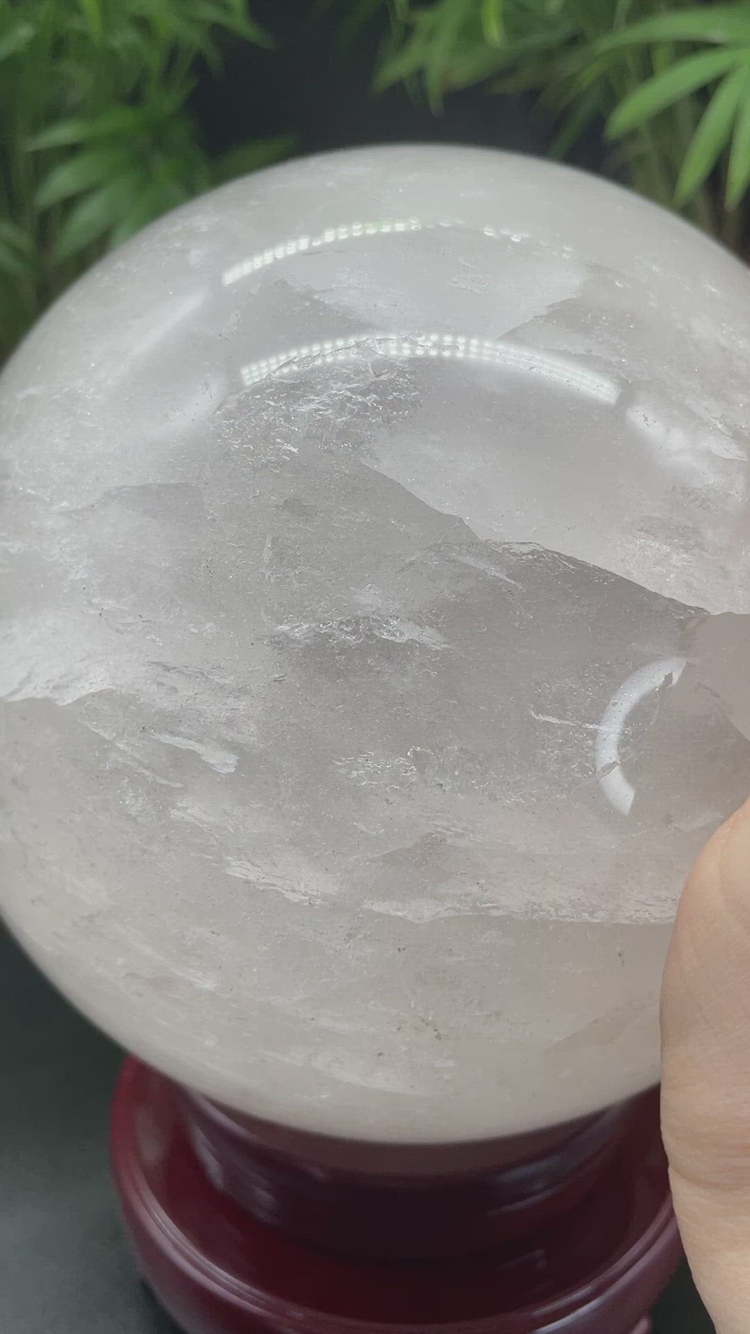 Pictured is a sphere carved out of clear quartz.